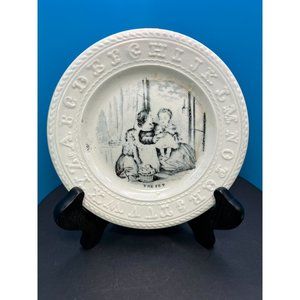 English Alphabet Porcelain Plate "The Pet" Antique 1920's Transferware Child 6.5